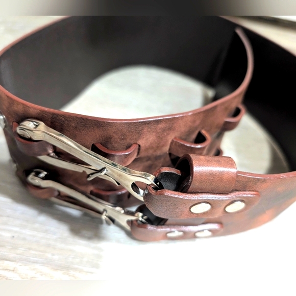 Celine Brown Leather Metal Hook Waist Belt - S - Picture 7 of 10